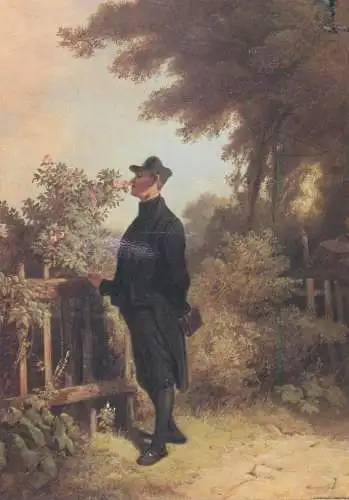 Paintings postcard Carl Spitzweg Rosenduft Erinnerung Ausschnitt Bern