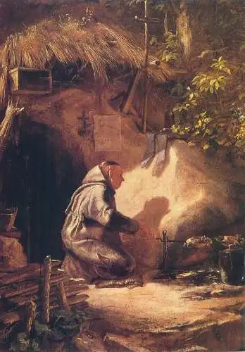 Paintings postcard Carl Spitzweg Eremit munk scene