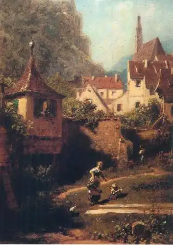 Paintings postcard Carl Spitzweg Der Wascheplatz vor der Kleinstadt