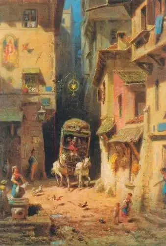 Paintings postcard Carl Spitzweg Mail coach Germany