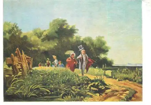 Paintings postcard Carl Spitzweg Der Sonntagsspaziergang