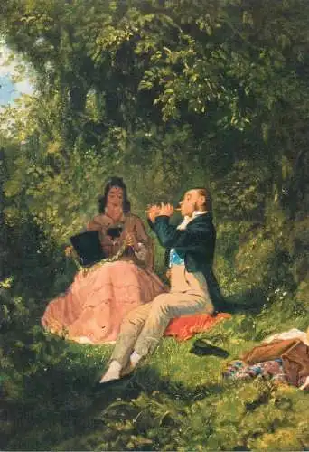 Paintings postcard Carl Spitzweg Flute solo Germany