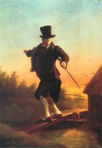 Paintings postcard Carl Spitzweg Das Schulmeisterlein auf dem Steg