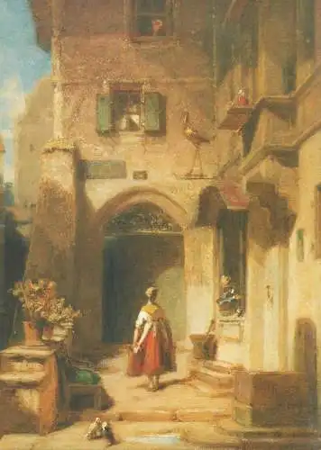 Paintings postcard Carl Spitzweg at the Stork pharmacy Germany