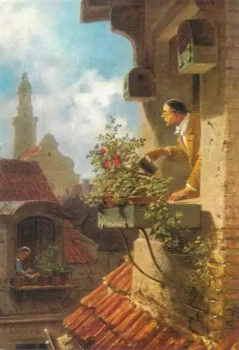 Paintings postcard Carl Spitzweg The attic room Germany