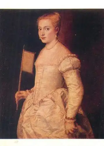 Paintings postcard Tizian Bildnis einer Dame in Weiss