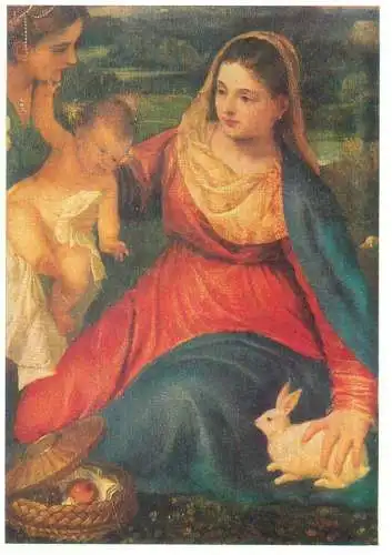 Paintings postcard Tizian Die Madonna mit dem Kaninchen Paris Louvre