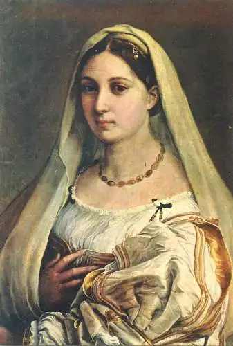 Paintings postcard Firenze Pitti Galleria Raffaello Sanzio e Santi The veiled woman