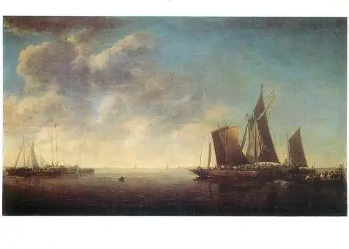 Paintings postcard Simon de Vlieger Stille See Schwerin museum  sailship