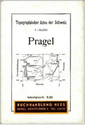 Topographischer Atlas der Schweiz Pragel scale 1:50.000