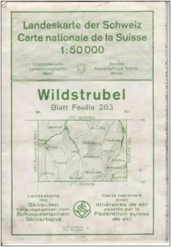 Topographical map Switzerland 1948 Wildstrubel scale 1:50.000 carte nationale avec itineraires de ski feuille 263