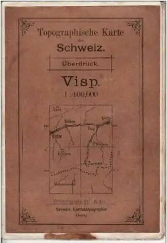 Topographical map Switzerland Visp scale 1:100.000
