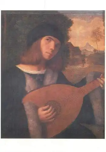 Paintings postcard Giovanni Cariani Young man with a lute Strasbourg
