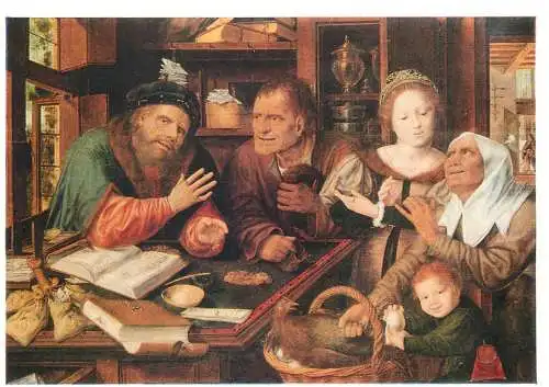 Paintings postcard Jan Massys Beim Steuereinnehmer Dresden