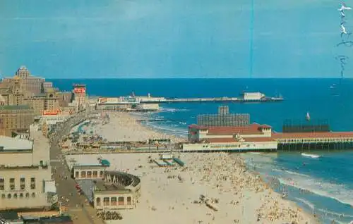 United States Atlantic City panoramic view boardwalk beach and ocean 1957