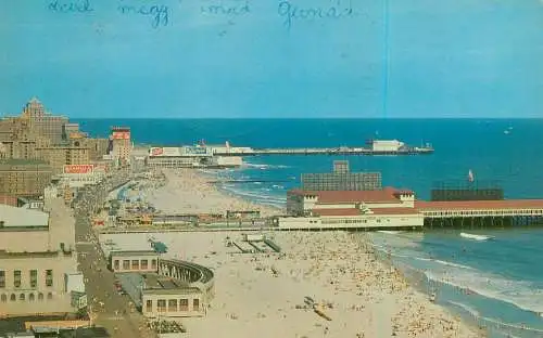 Atlantic City panoramic view boardwalk beach and ocean 1957