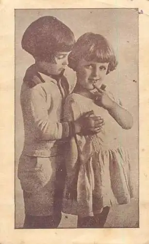 Children postcard Romania sisters joy elegance Ioana Curte 1937