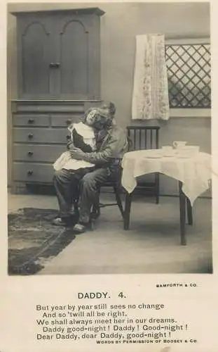 vintage Postcard loving dad and his little girl