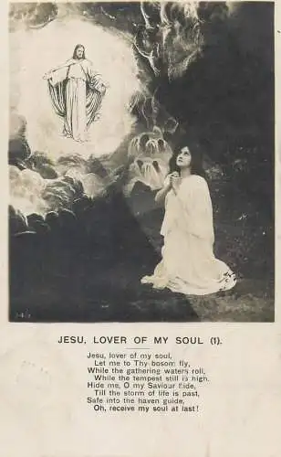 vintage religious theme Postcard Jesu, lover of my soul no. 1