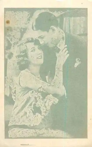 Couples postcard Romania love elegance smile Sonia Curte flowers 1940