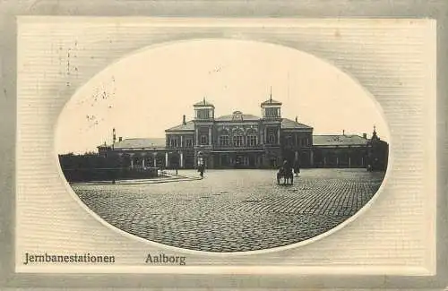 vintage Postcard Denmark Aalborg Jernbanestationen