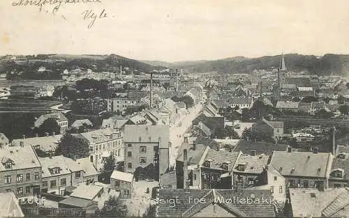 vintage Postcard Denmark Vejle view from Mollebakken