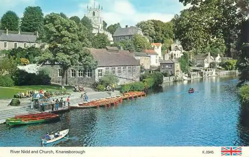 Knaresborough river Nidd and Church luck lady bug franking stamp 1985