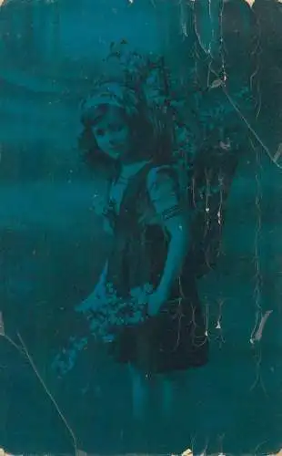 lovely girl with blossom flowers basket ( damaged as per 2 scans )