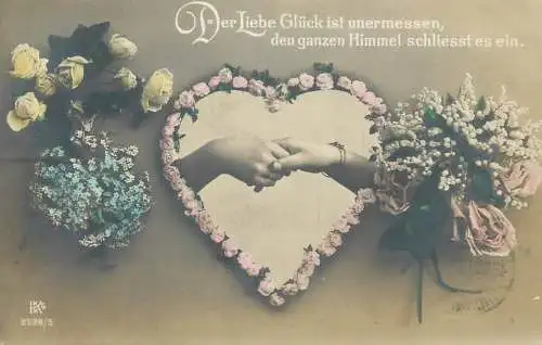 Hands love greetings floral roses heart muguets rose lily of the valley
