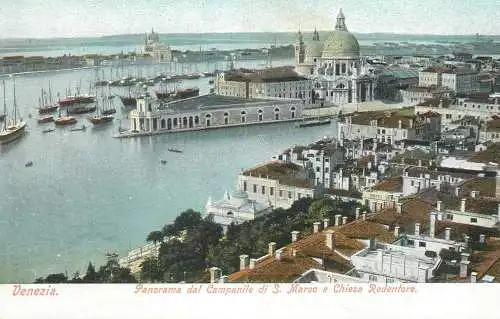 Venezia panorama dal campanile di S. Marco e Chiesa Redentore cartolina postale 1900