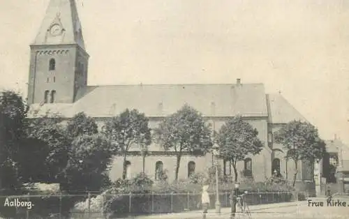 vintage Postcard Denmark Aalborg Lady Church