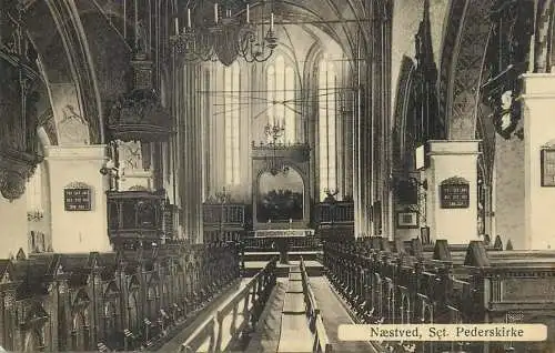 vintage Postcard Denmark Naestved St Pederskirke inner aspect