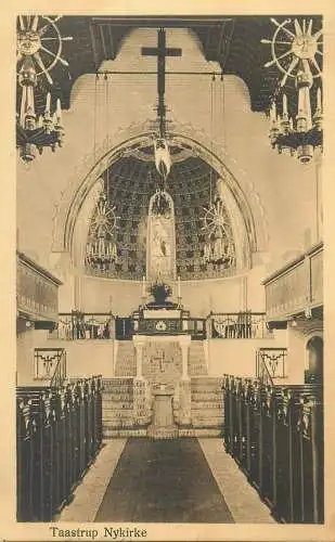 vintage Postcard Denmark Taastrup Nykirke inner view