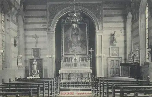 vintage Postcard Denmark Svendborg Catholic Church inner view