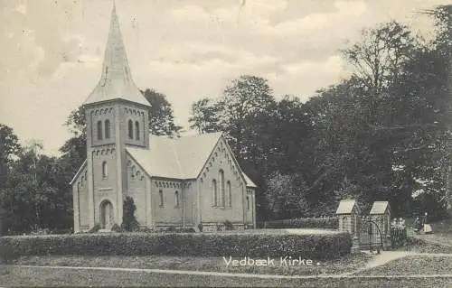 vintage Postcard Denmark Copenahgen Vedbaek neighbourhood church