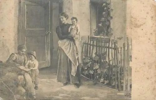 Postkarte children & family group