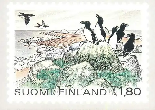 Postcard about stamps Finland fauna finnish national park