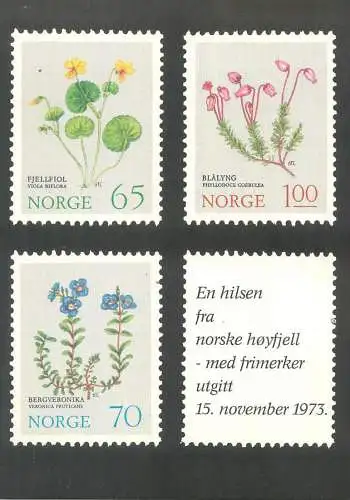 Postcard about stamps Norway flora topical flowers & plants