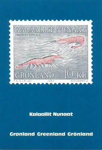 Postcard about stamps Greenland marine life pandalus borealis shrimp