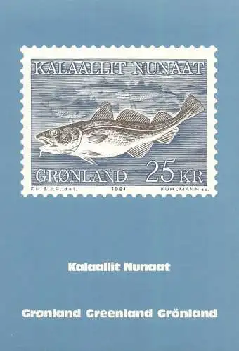 Postcard about stamps Greenland fishes