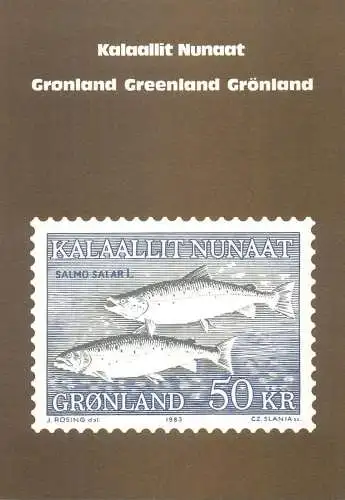 Postcard about stamps Greenland salmo salar fish
