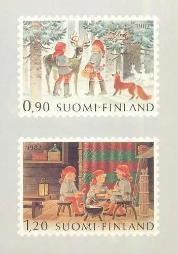 Postcard about stamps Suomi Finland