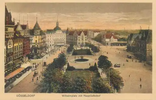 Düsseldorf Wilhelmplatz mit Hauptbahnhof