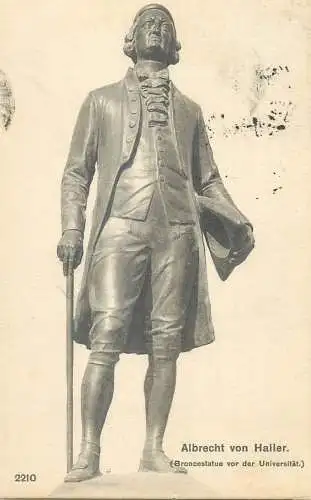 Albrecht von Haller statue 1909 Switzerland postcard