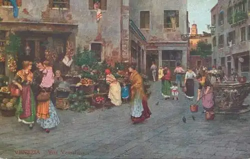 Vita veneziana Venezia illustratore Venice market