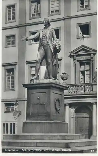 Mannheim Schiller monument photo postcard