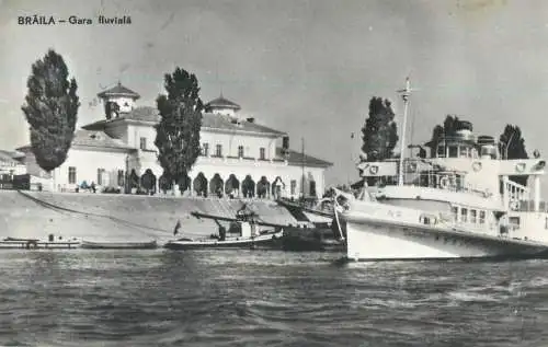 Romania postcard Braila river station ship 1962