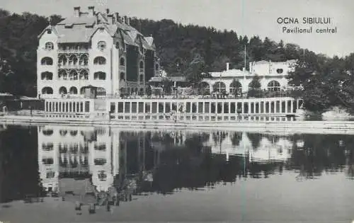 Romania postcard Ocna Sibiului central pavilion 1958