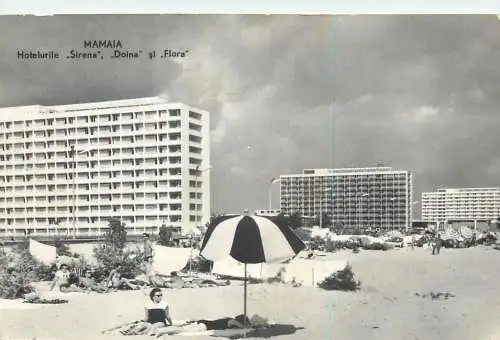 Romania postcard Black Sea Mamaia Sirena Doina and Flora hotels 1962