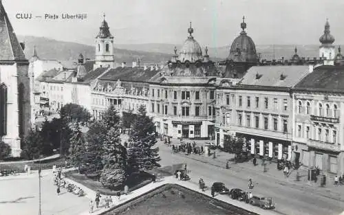 Romania postcard Transylvania Cluj Liberty square 1961